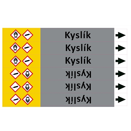 Značení potrubí ISO 20560, kyslík